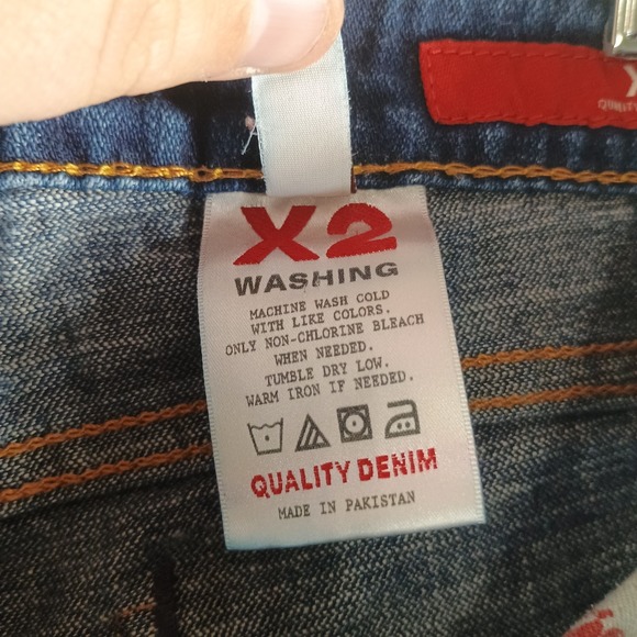 Express X2 Jeans Women 2 Ultra Low Rise Skinny Leg W01 Medium Wash Jewel Accents - Picture 8 of 15